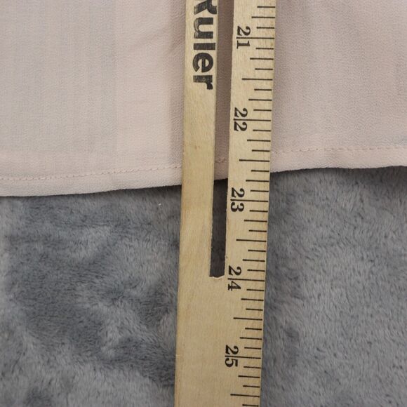 FOREVER 21 Shirt Womens S Pink Long Balloon Sleeve VNeck Sheer Pleated Blouse - Picture 6 of 14